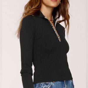 Heartloom Black Ribbed Long Sleeve Top NWOT